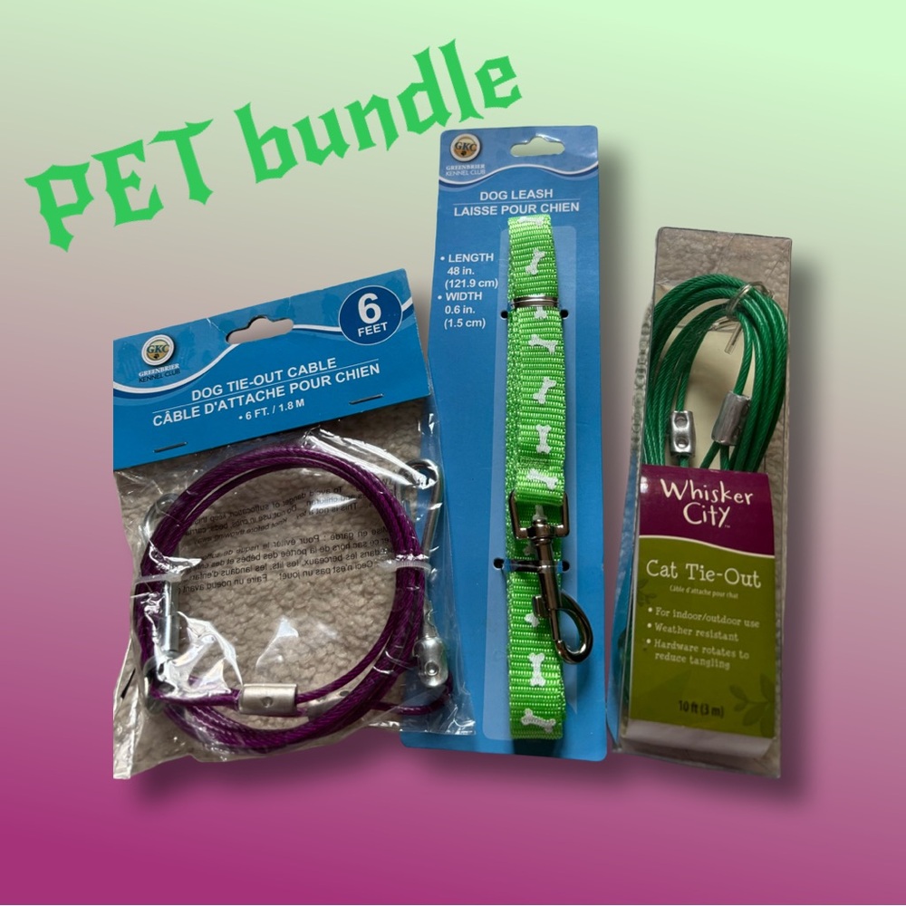 Whisker City Cat Tie-Out and Dog Leash Set